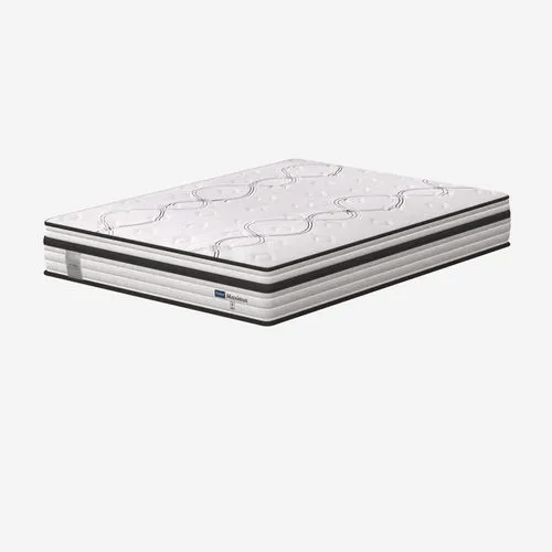 premium foam mattress collection display, various sizes, modern showroom setting